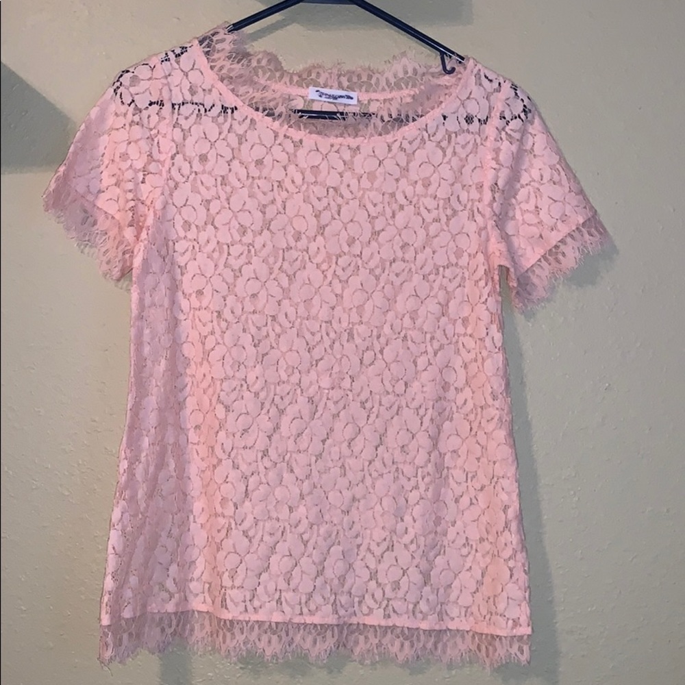 Light Pink short sleeve lace shirt